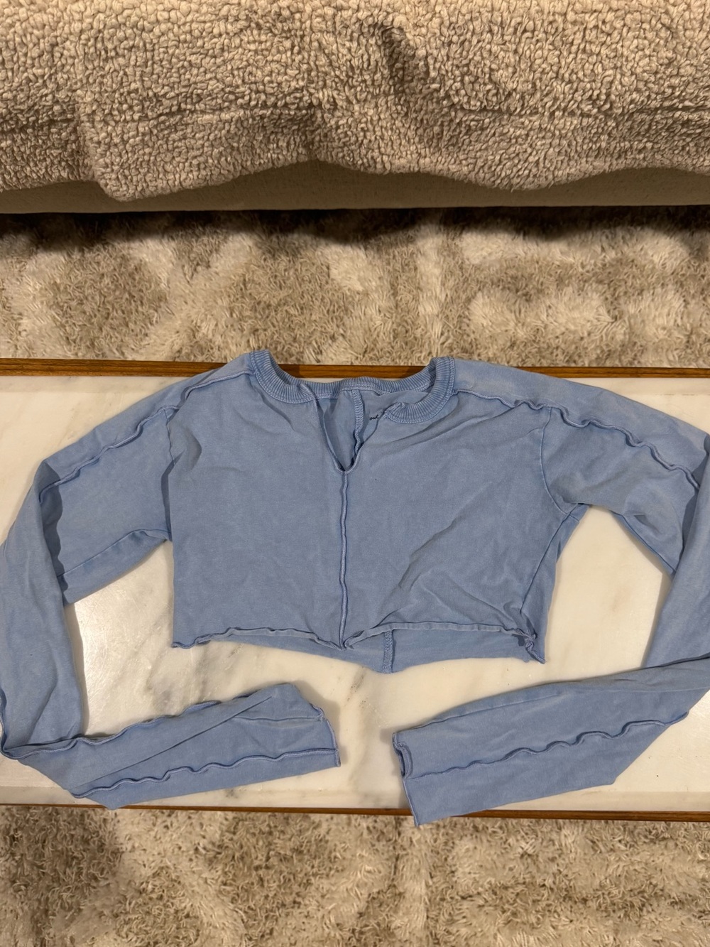 Urban Outfitters Pale Blue Notched Neck Pullover